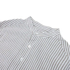 Hermes Striped Seersucker Shirt Pullover Cotton Linen Series Button 41 16 Brown — view 3