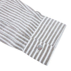 Hermes Striped Seersucker Shirt Pullover Cotton Linen Series Button 41 16 Brown — view 4