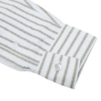 Hermes Striped Seersucker Shirt Top Long Sleeve Series Button 43 17 White Khaki — view 4