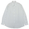 Hermes Striped Seersucker Shirt Top Long Sleeve Series Button 43 17 White Khaki