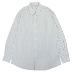 Hermes Striped Seersucker Shirt Top Long Sleeve Series Button 43 17 White Khaki
