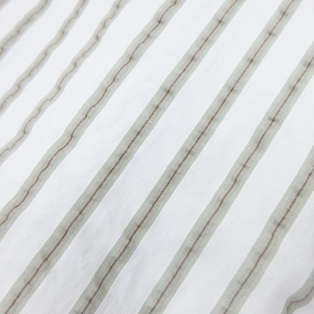 Hermes Striped Seersucker Shirt Top Long Sleeve Series Button 43 17 White Khaki — view 5