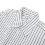 Hermes Striped Seersucker Shirt Top Long Sleeve Series Button 43 17 White Khaki — view 3
