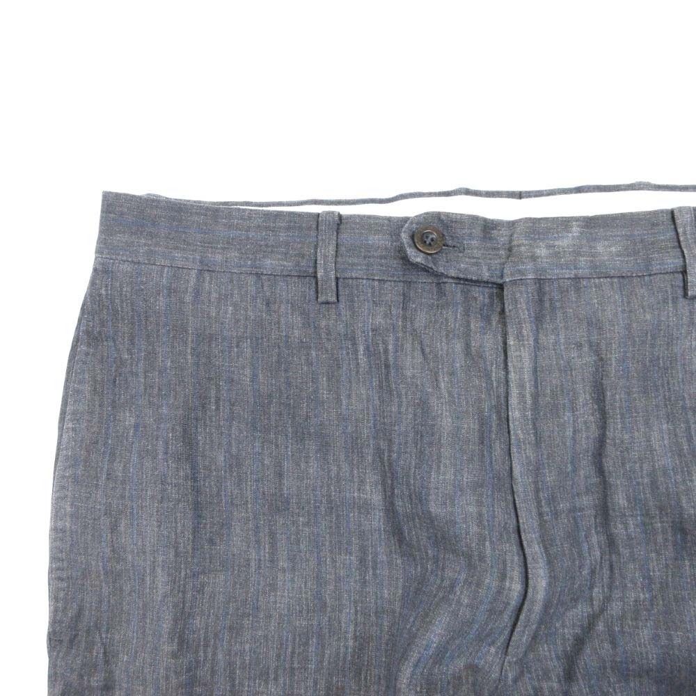 Hermes Striped Linen Wide Pants Straight 10 46 Gray — view 3