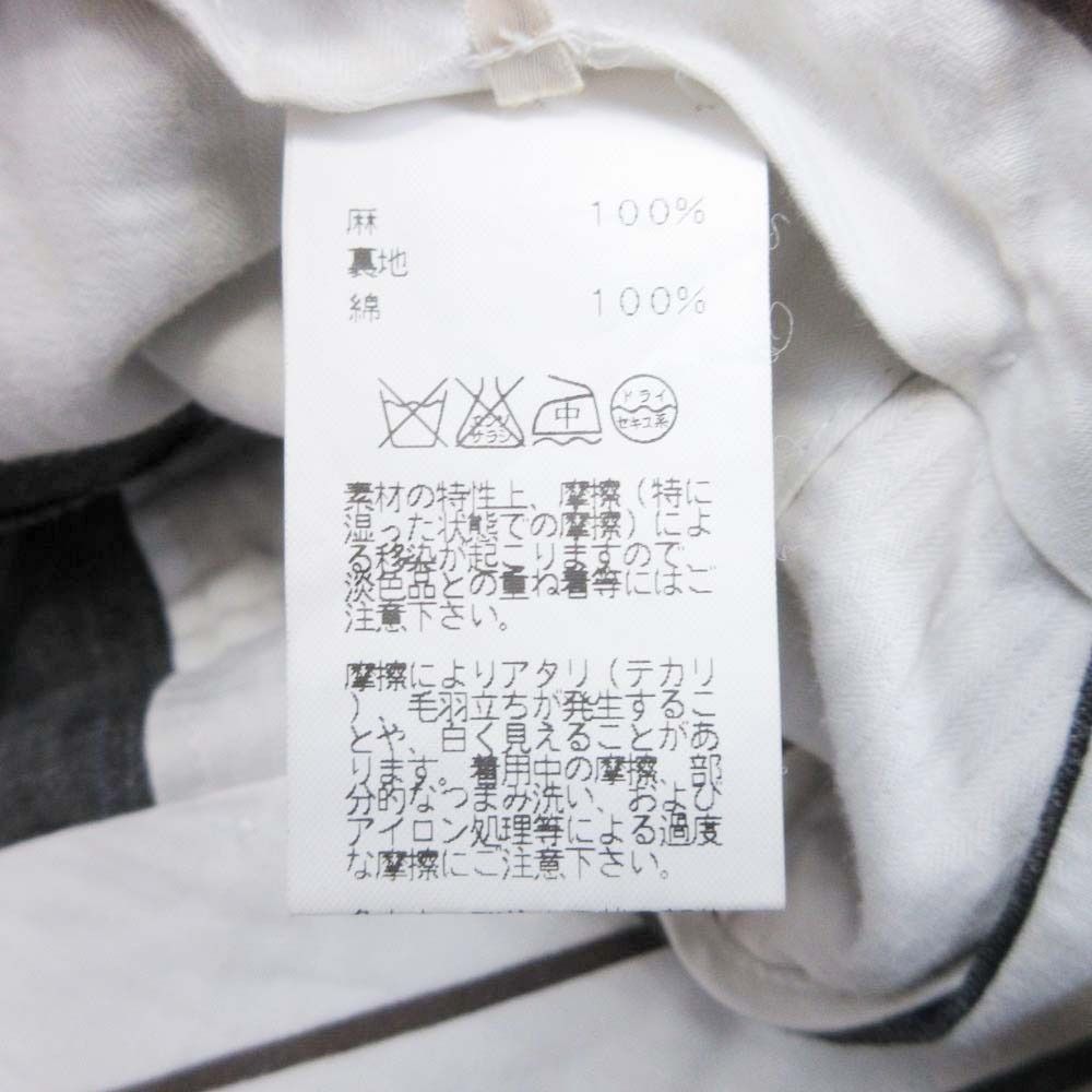 Hermes Striped Linen Wide Pants Straight 10 46 Gray — view 7