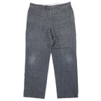 Hermes Striped Linen Wide Pants Straight 10 46 Gray