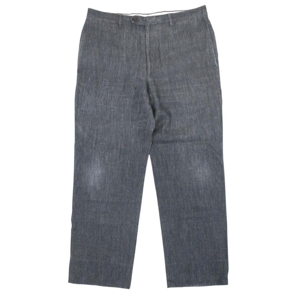 Hermes Striped Linen Wide Pants Straight 10 46 Gray