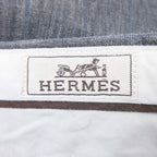 Hermes Striped Linen Wide Pants Straight 10 46 Gray — view 6