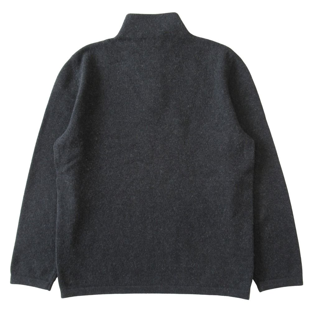 Hermes Yak Wool Knit Sweater Top Half Zip Lambskin Switch M Charcoal Gray — view 2