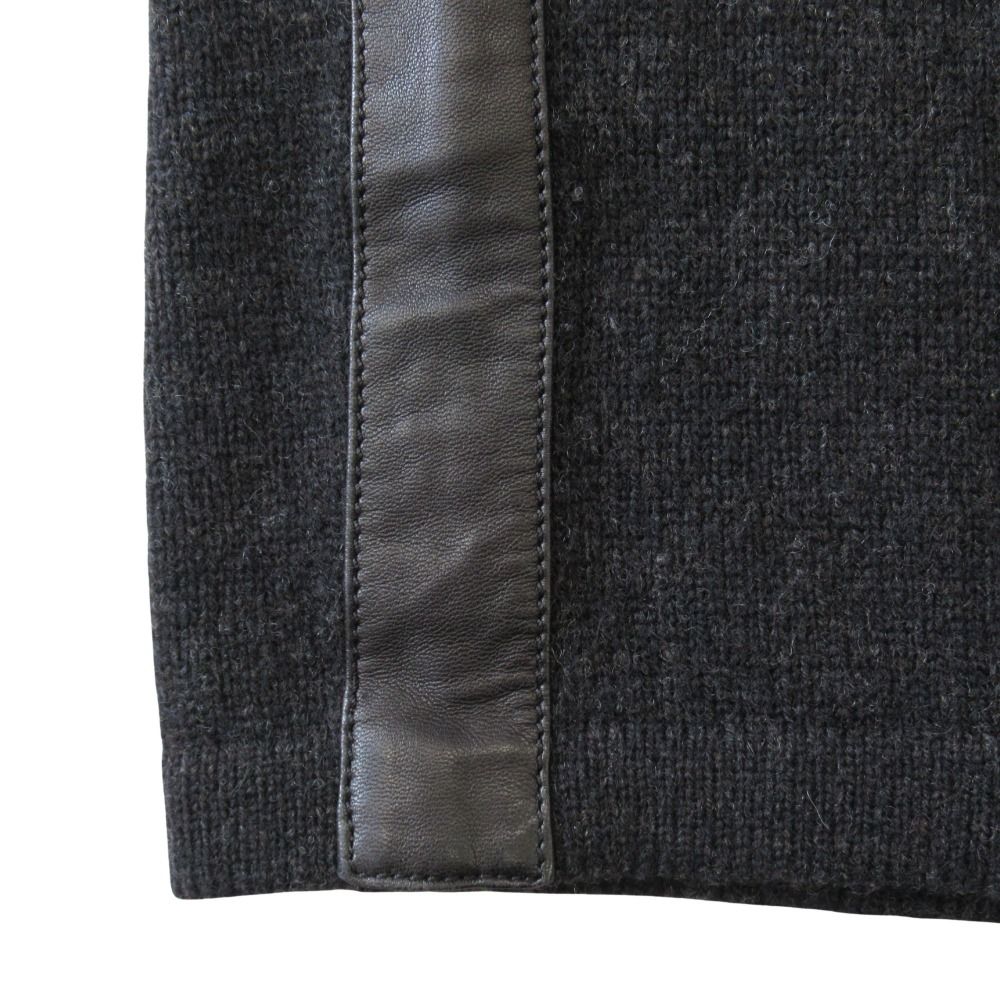 Hermes Yak Wool Knit Sweater Top Half Zip Lambskin Switch M Charcoal Gray — view 6
