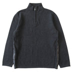 Hermes Yak Wool Knit Sweater Top Half Zip Lambskin Switch M Charcoal Gray