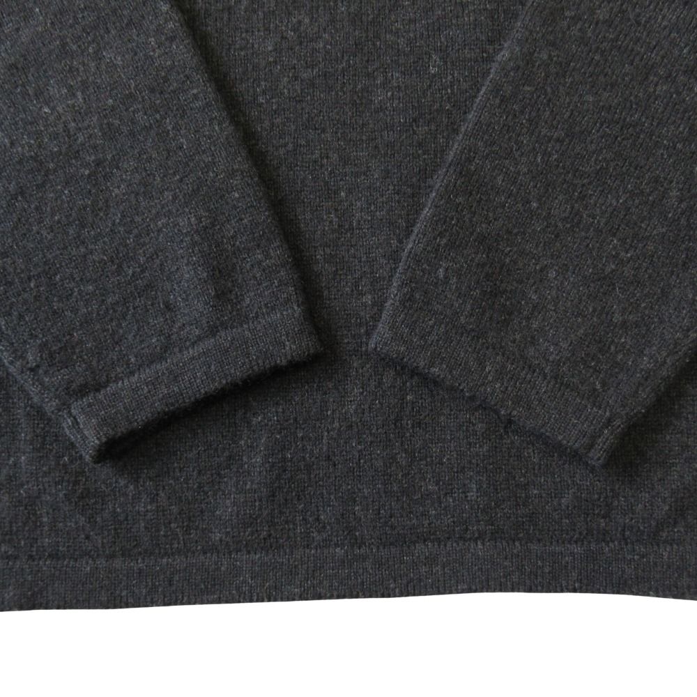 Hermes Yak Wool Knit Sweater Top Half Zip Lambskin Switch M Charcoal Gray — view 5