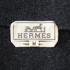 Hermes Yak Wool Knit Sweater Top Half Zip Lambskin Switch M Charcoal Gray — view 8