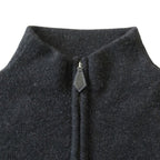 Hermes Yak Wool Knit Sweater Top Half Zip Lambskin Switch M Charcoal Gray — view 3