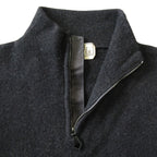 Hermes Yak Wool Knit Sweater Top Half Zip Lambskin Switch M Charcoal Gray — view 4