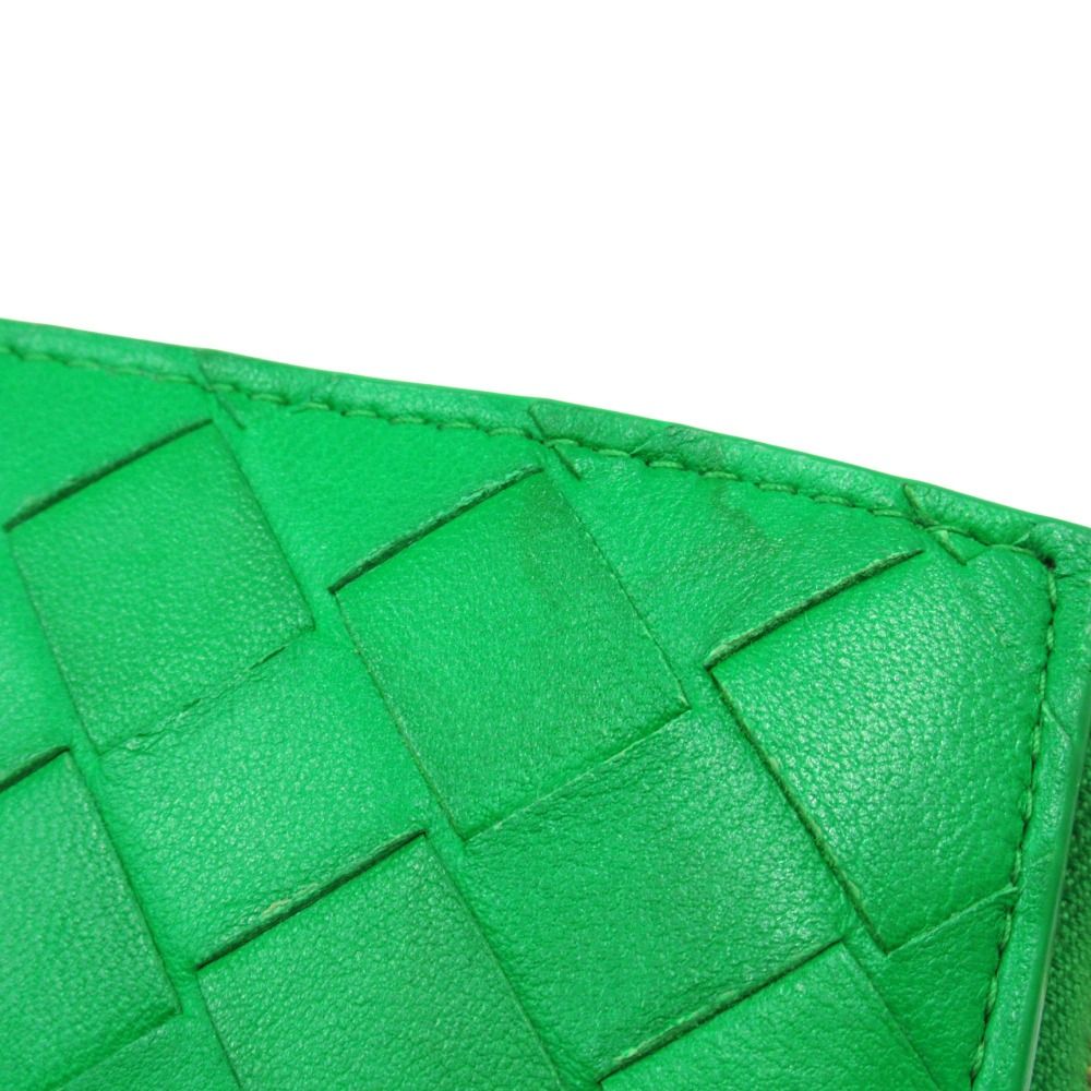 Bottega Veneta Lambskin Leather Intrecciato Wallet Bifold Paraquito Green