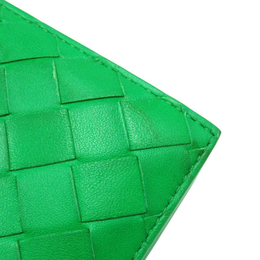 Bottega Veneta Lambskin Leather Intrecciato Wallet Bifold Paraquito Green