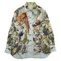 Hermes Vintage de Linares Game Silk Twill Shirt Long Sleeve Blouse Top 40