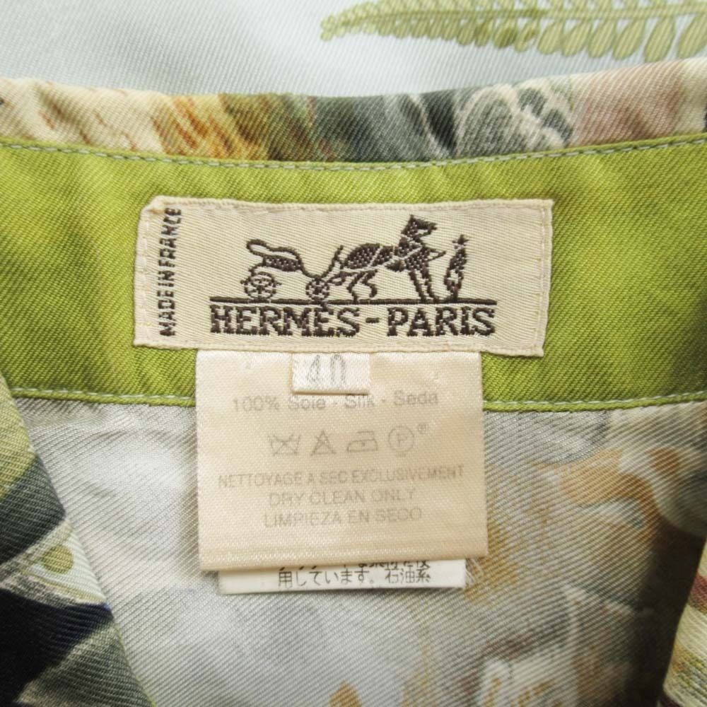 Hermes Vintage de Linares Game Silk Twill Shirt Long Sleeve Blouse Top 40 — view 6
