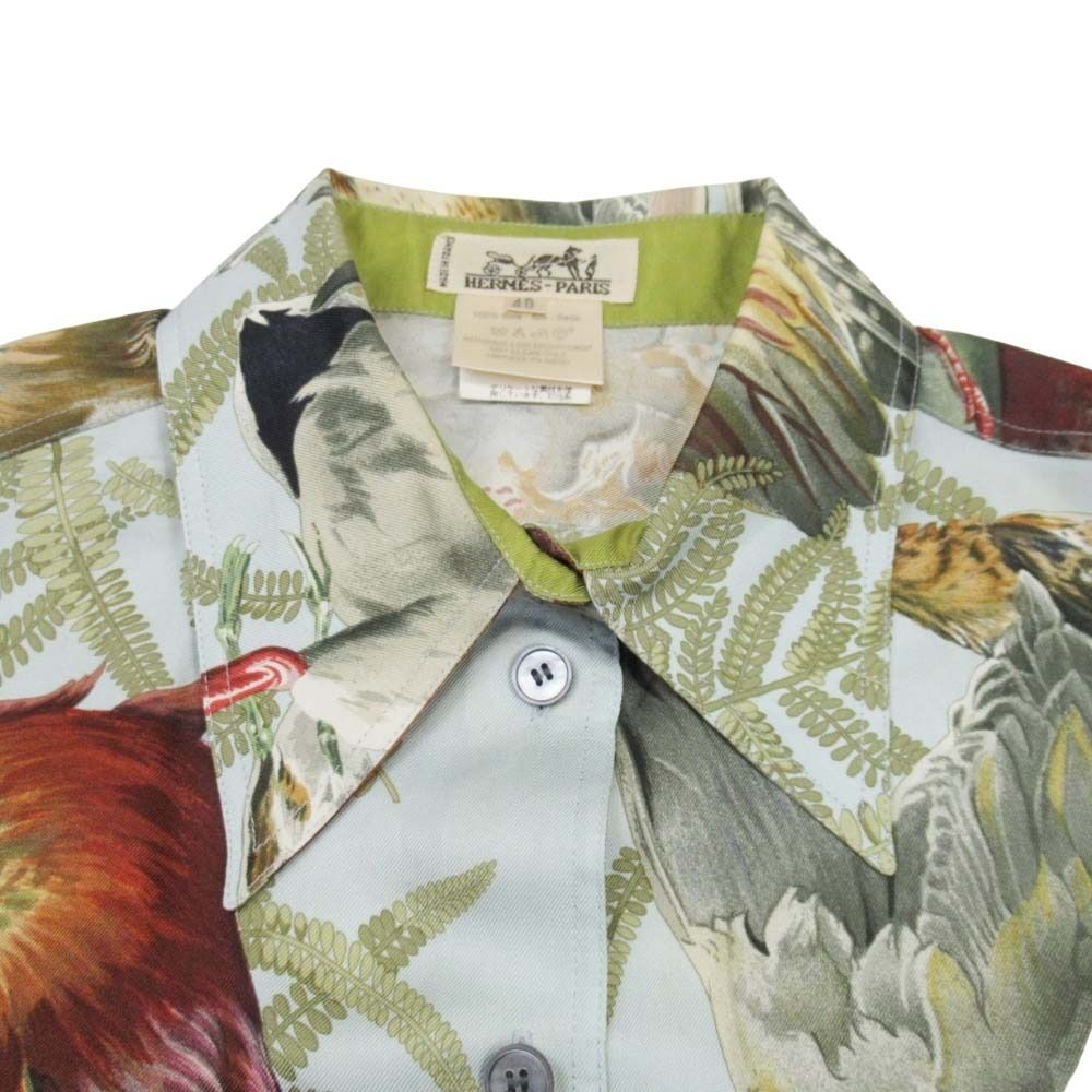Hermes Vintage de Linares Game Silk Twill Shirt Long Sleeve Blouse Top 40 — view 4