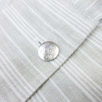 Hermes Striped Linen Shirt Top Long Sleeve Series Button 43 17 Light Gray — view 5