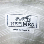 Hermes Striped Linen Shirt Top Long Sleeve Series Button 43 17 Light Gray — view 6