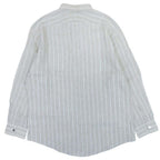 Hermes Striped Linen Shirt Top Long Sleeve Series Button 43 17 Light Gray — view 2