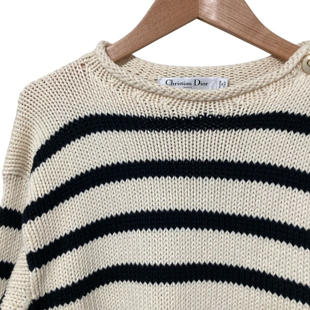 Dior Cotton Cashmere Border Knit Sweater 36 Beige — view 3