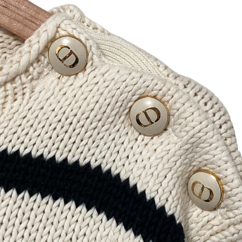 Dior Cotton Cashmere Border Knit Sweater 36 Beige — view 4