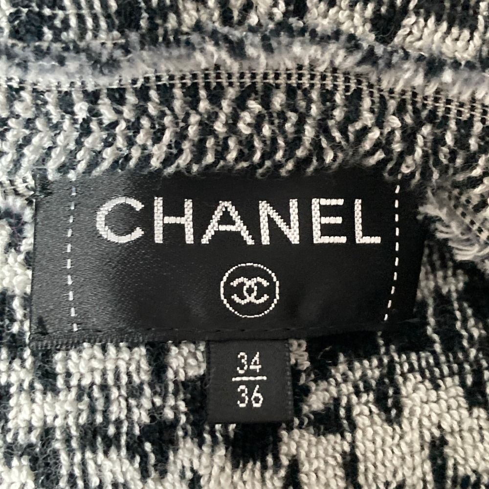 Chanel Pile CC Logo Poncho Coat 34 36 Black Gray — view 5