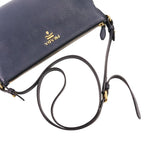 Prada Vitello Daino Leather Shoulder Bag Striped Strap Included Navy