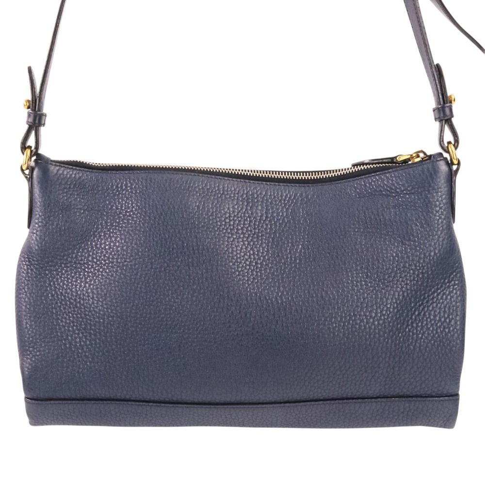 Prada Vitello Daino Leather Shoulder Bag Striped Strap Included Navy