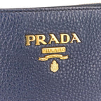 Prada Vitello Daino Leather Shoulder Bag Striped Strap Included Navy