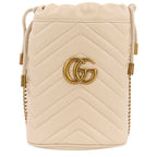 Gucci GG Marmont Leather Mini Bucket Chain Shoulder Bag Ivory