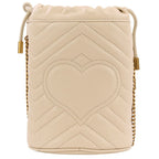 Gucci GG Marmont Leather Mini Bucket Chain Shoulder Bag Ivory