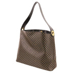 Celine Vintage Macadam Pattern Shoulder Bag Brown Black