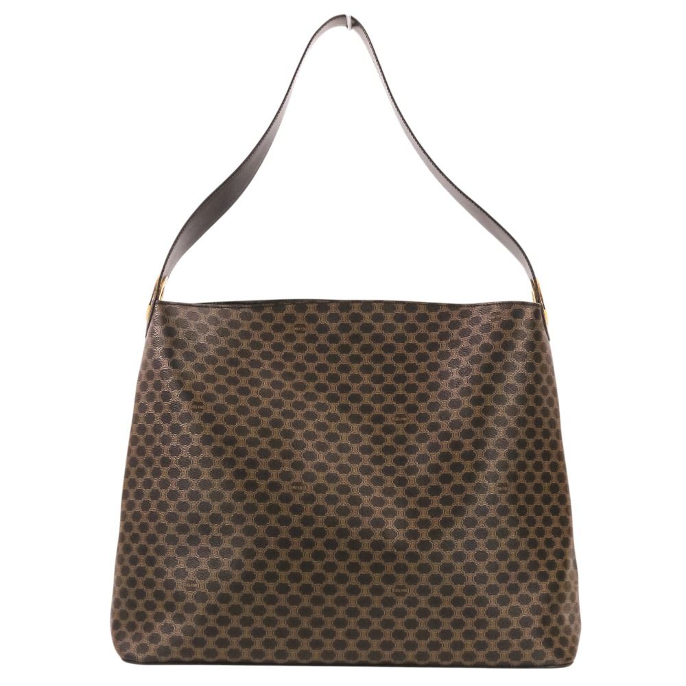 Celine Vintage Macadam Pattern Shoulder Bag Brown Black