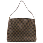 Celine Vintage Macadam Pattern Shoulder Bag Brown Black
