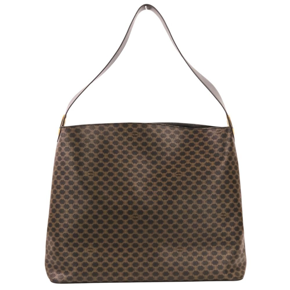 Celine Vintage Macadam Pattern Shoulder Bag Brown Black