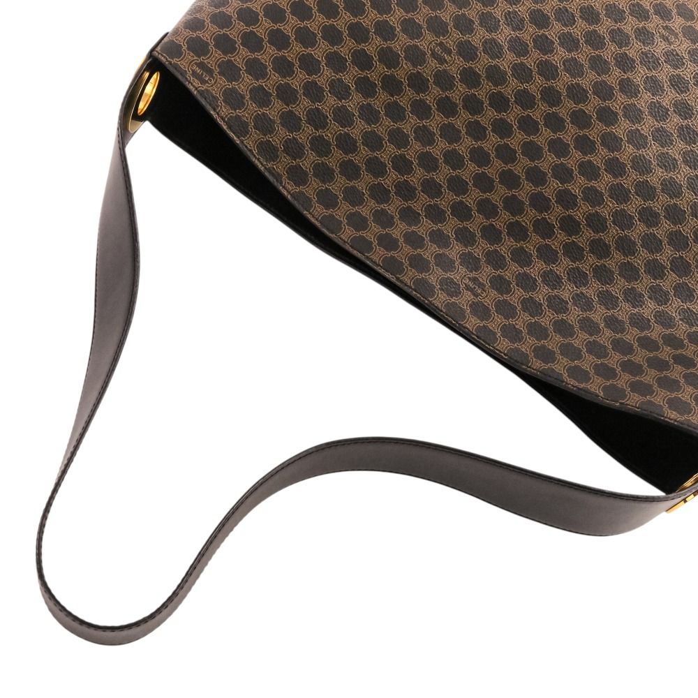 Celine Vintage Macadam Pattern Shoulder Bag Brown Black