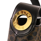 Celine Vintage Macadam Pattern Shoulder Bag Brown Black