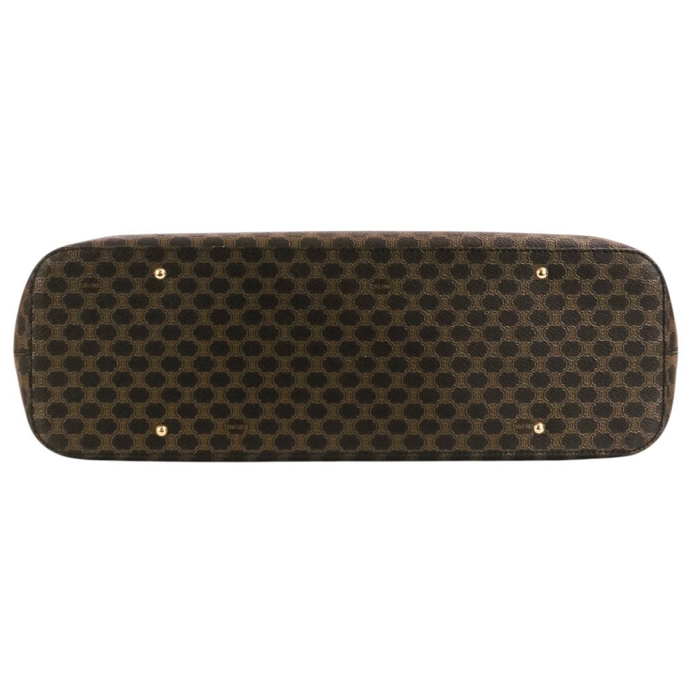 Celine Vintage Macadam Pattern Shoulder Bag Brown Black