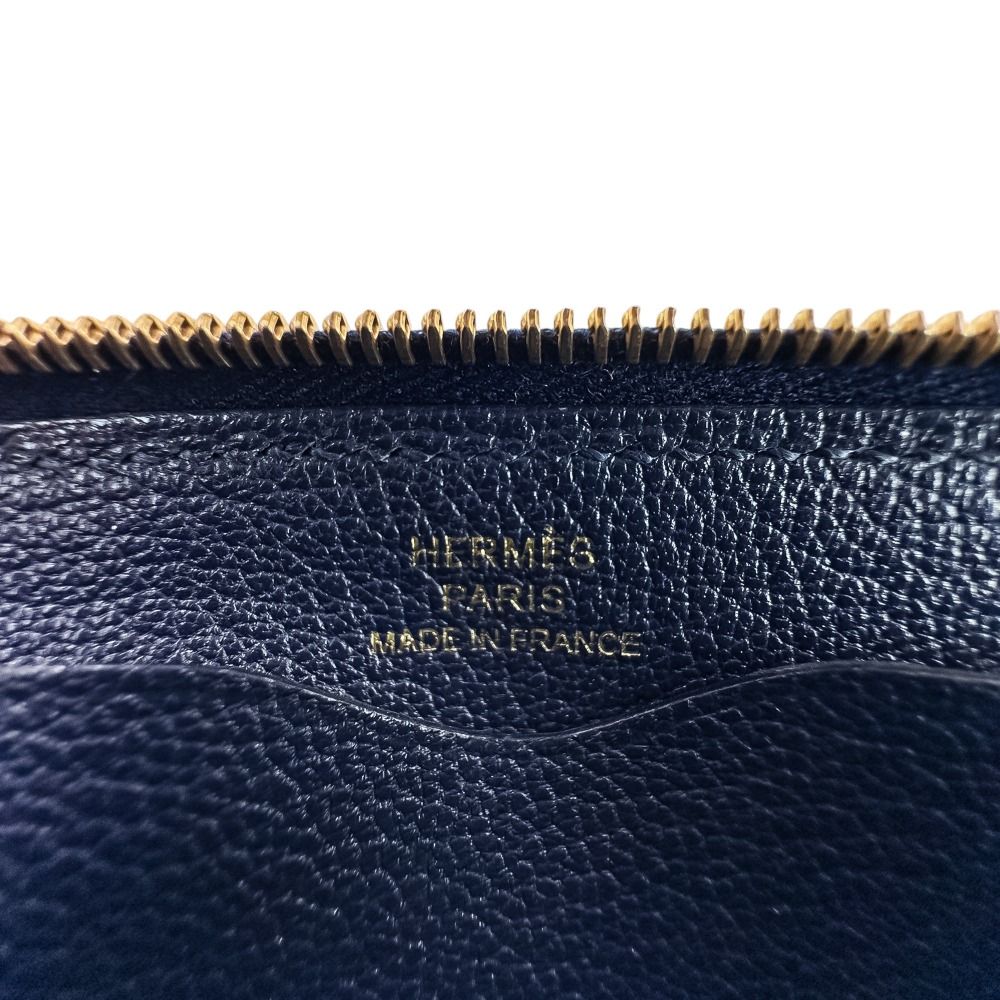Hermes Chaine D'ancre Zip Azap Compact Wallet Blue Nuit