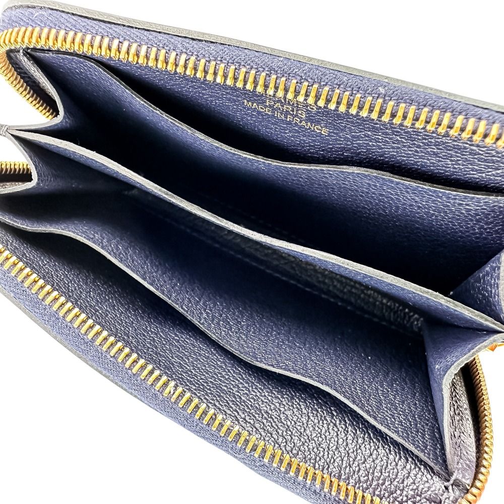 Hermes Chaine D'ancre Zip Azap Compact Wallet Blue Nuit