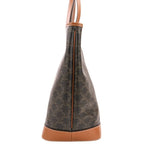 Celine Cabas Triomphe Canvas Leather Tote Shoulder Bag Brown Black