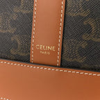 Celine Cabas Triomphe Canvas Leather Tote Shoulder Bag Brown Black