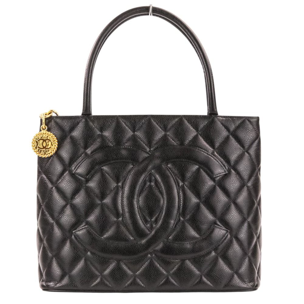 Chanel Caviar Leather Quilted CC Logo Reissue Tote Bag Black