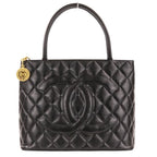 Chanel Caviar Leather Quilted CC Logo Reissue Tote Bag Black