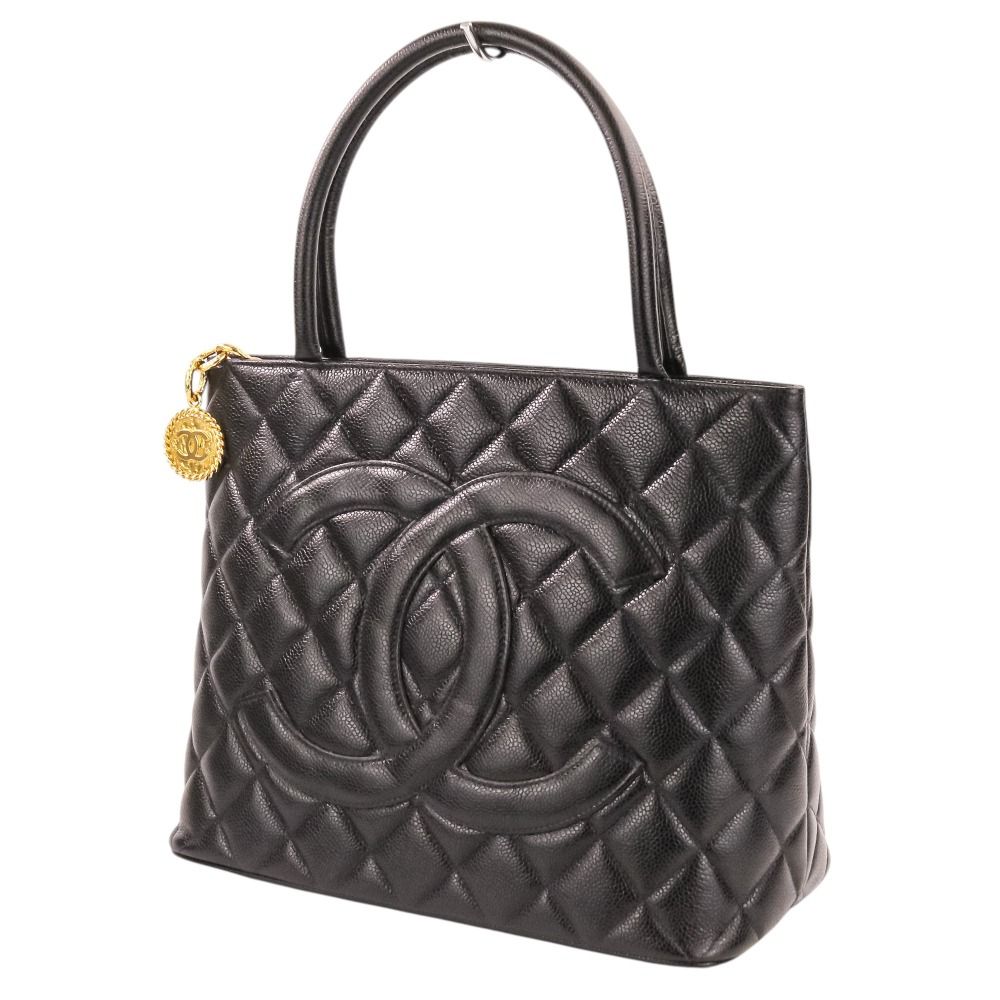 Chanel Caviar Leather Quilted CC Logo Reissue Tote Bag Black