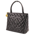 Chanel Caviar Leather Quilted CC Logo Reissue Tote Bag Black